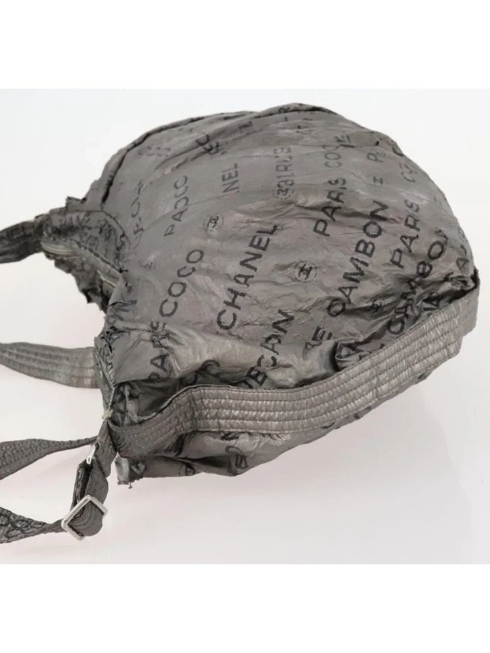 Authentic CHANEL Unlimited Shoulder Bag Coated Canvas Silver CC
